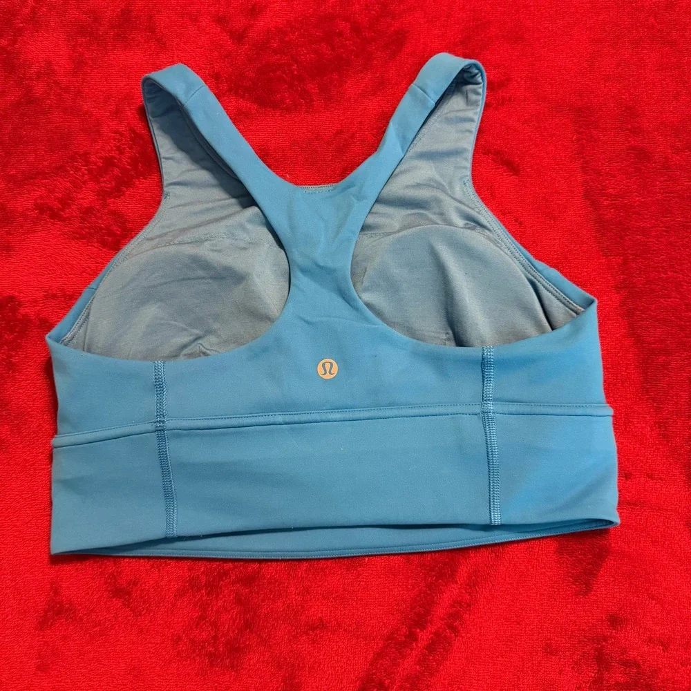 Lululemon Energy High-Neck Longline Bra Blue Cyan‎ Size 10 W2CV2S